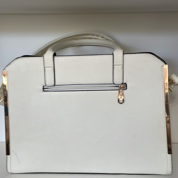Dasein Women’s Bag Handbag Tote White with Gold Accents Pockets Organize - Picture 2 of 14